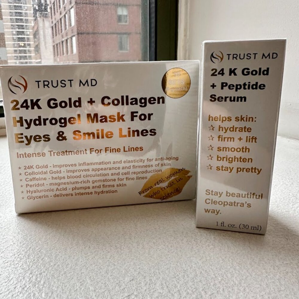 NEW TrustMD 24K GOLD + MULTI-PEPTIDES SERUM and EYE MASKS
